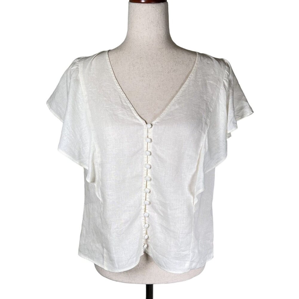 Madewell White Button-Front Blouse